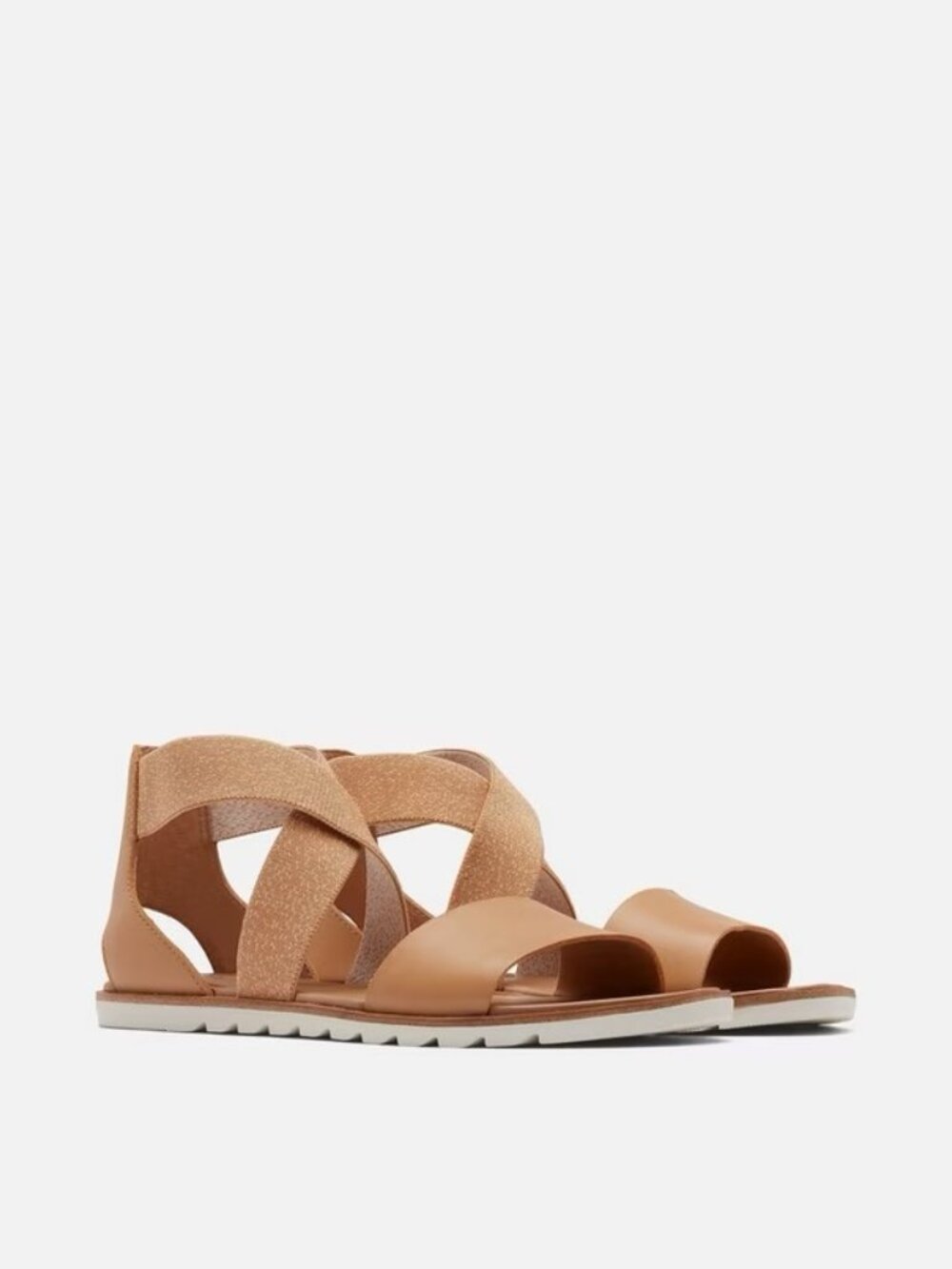 Sorel Ella II Flat Sandal Honest Beige Leather Size 10
